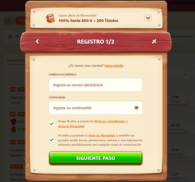 BillyBets Casino Registro y acceso